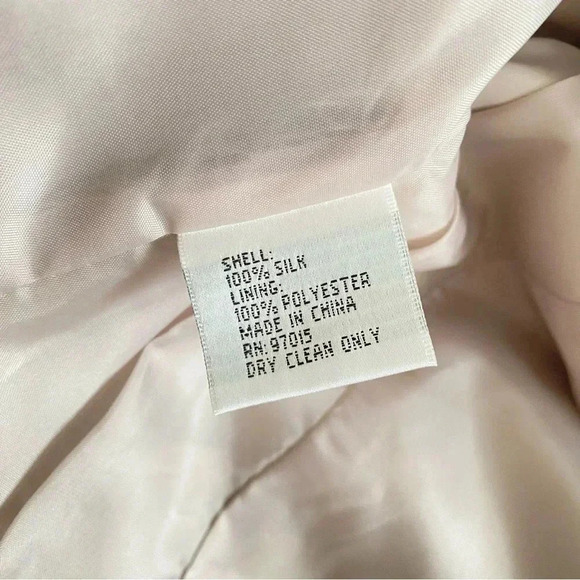 Oleg Cassini 3 Piece Suit Set 100% Silk Blazer Skirt Top Tan - Picture 5 of 14